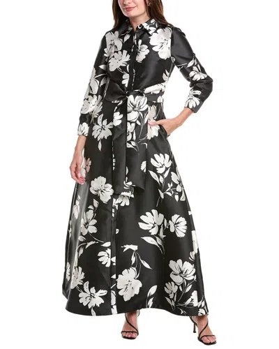 Julia Jordan Tie Waist Shirt Gown In Black