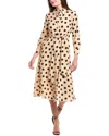 Julia Jordan Long Sleeve Button-up Midi Dress In Neutral