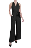 Julia Jordan Women's Belted Wide-leg Halter Jumpsuit In Black