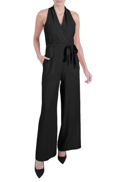 JULIA JORDAN JULIA JORDAN TIE WAIST WIDE LEG JUMPSUIT