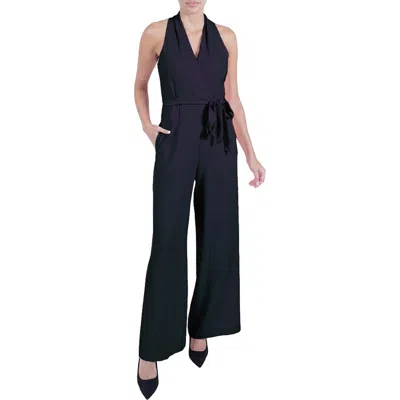 Julia Jordan Tie Waist Wide Leg Jumpsuit In Blue