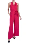 JULIA JORDAN JULIA JORDAN TIE WAIST WIDE LEG JUMPSUIT