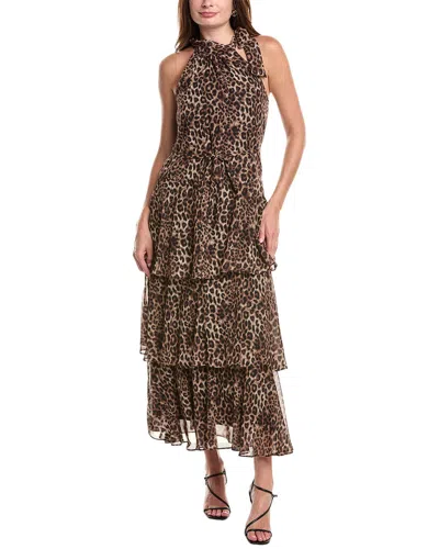 Julia Jordan Tiered Halter Midi Dress In Animal Print