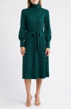 Julia Jordan Turtleneck Long Sleeve Midi Dress In Green