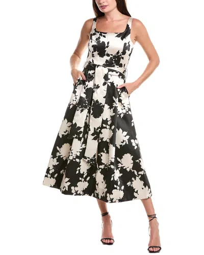 Julia Jordan Twill Pleated Midi Dress In Black