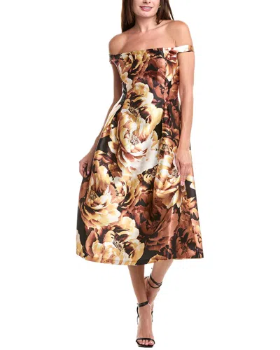 Julia Jordan Twill Pleated Midi Dress In Multi