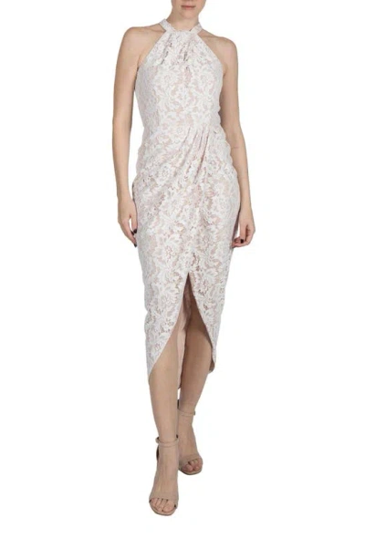 Julia Jordan Twist Neck Tulip Hem High-low Dress In Ivory