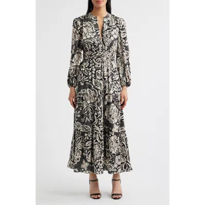 Julia Jordan Two-tone Long Sleeve Maxi Dress In Black