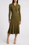 JULIA JORDAN JULIA JORDAN VARIEGATED RIB LONG SLEEVE MIDI jumper DRESS