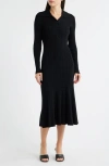 Julia Jordan Variegated Rib Long Sleeve Midi Sweater Dress In Black