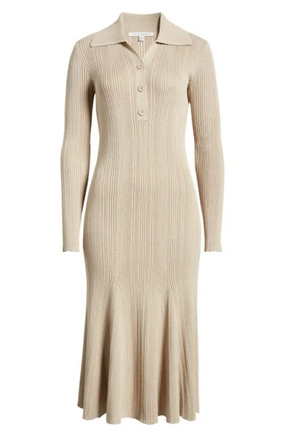 Julia Jordan Variegated Rib Long Sleeve Midi Sweater Dress In Sand