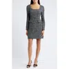Julia Jordan Windowpane Plaid Long Sleeve Bouclé Dress In Blue