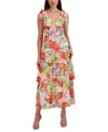 Julia Jordan Floral Tie Strap Tiered Maxi Dress In Ivory Multi