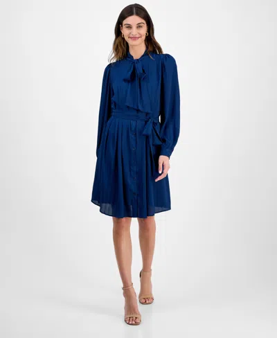 Julia Jordan Women's Belted Balloon-sleeve Shirt Dress In Blue