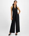 Julia Jordan Women's Belted Wide-leg Halter Jumpsuit In Black