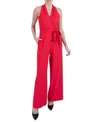 Julia Jordan Tie Waist Wide Leg Jumpsuit In Red