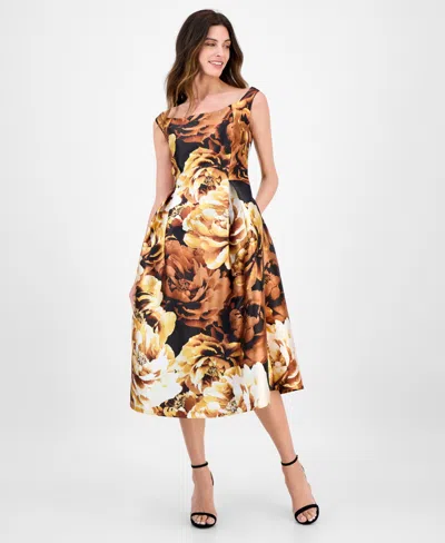 JULIA JORDAN WOMEN'S BOAT-NECK FLORAL-PRINT DRESS