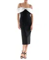 Julia Jordan Bow Colorblock Off The Shoulder Dress In Black,ivor