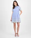 Julia Jordan Women's Cotton Eyelet Short-sleeve Shift Dress In Blue,ivory