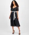 Julia Jordan Puff Sleeve Midi Dress In Black