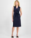 Julia Jordan Women's Faux-suede Sash-belt Notch-lapel Dress In Blue