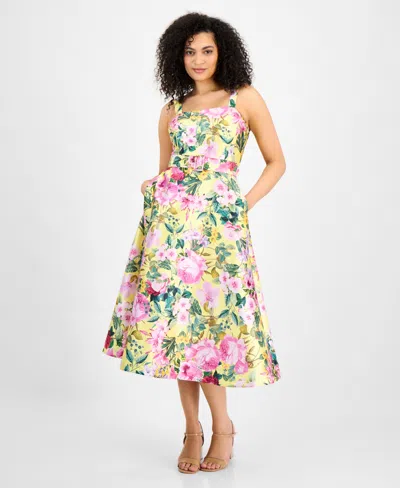 Julia Jordan Women's Floral-print Fit & Flare Dress In Yellow Mul