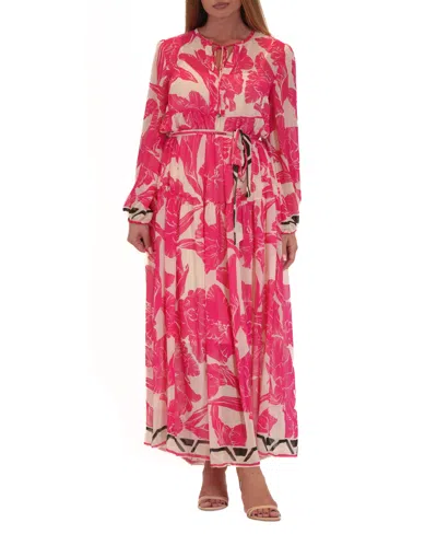 Julia Jordan Women's Floral-print Tie-waist Maxi Dress In Pink Multi