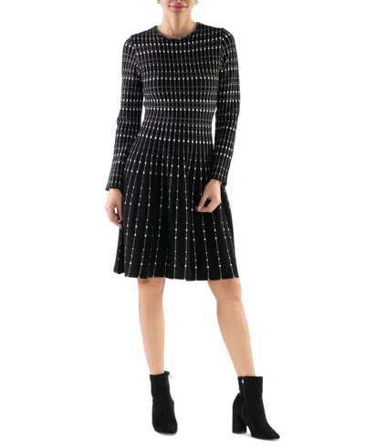 Julia Jordan Women's Geo-print Pleated-skirt Dress In Black,white