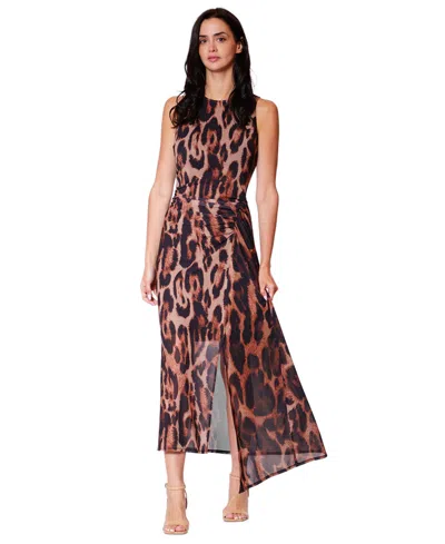 Julia Jordan Women's Leopard-print Asymmetrical-hemline Midi Dress In Brown