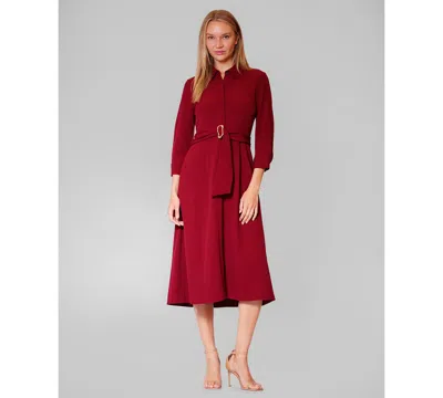Julia Jordan Women's Long-sleeve Belted Shirtdress In Brown