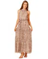 Julia Jordan Women's Mock Neck 3 Tier Maxi Dress In Brown