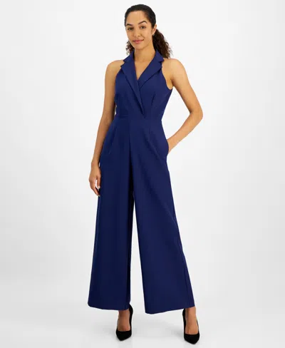 Julia Jordan Women's Notched-collar Jumpsuit In Blue