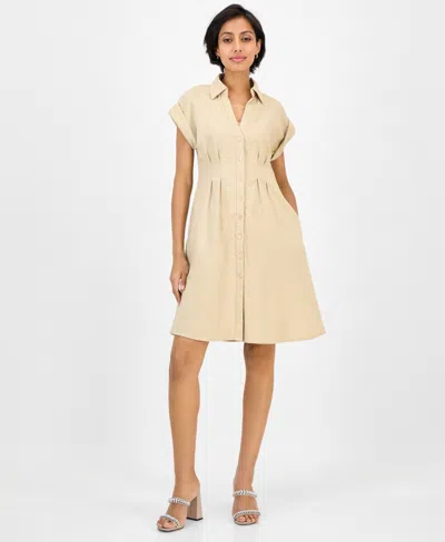 Julia Jordan Women's Pintuck-waist Shirtdress In Brown