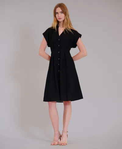 Julia Jordan Women's Pintuck-waist Shirtdress In Black