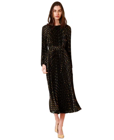 Julia Jordan Women's Pleated Long-sleeve Waist Tie Maxi Dress In Multi