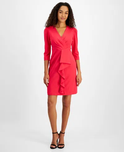 Julia Jordan Women's Pleated Ruffled-front Sheath Dress In Dragonfruit