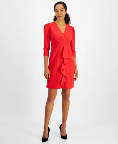 JULIA JORDAN WOMEN'S PLEATED RUFFLED-FRONT SHEATH DRESS