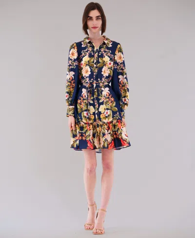 Julia Jordan Women's Printed Button-front Long-sleeve Dress In Multi