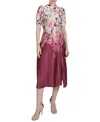 Julia Jordan Floral Print Midi Dress In Burgundy M