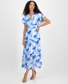 Julia Jordan Flutter Sleeve Tiered Maxi Dress