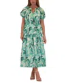 Julia Jordan Floral Tiered Midi Dress In Green Mult