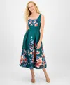 Julia Jordan Pleated Mikado Midi Dress In Green
