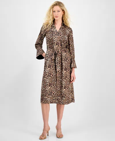 Julia Jordan Women's Printed Tie-waist Midi Dress In Animal Print