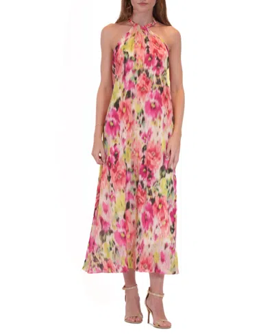 Julia Jordan Women's Printed Twisted Halter-neck Maxi Dress In Pink Multi