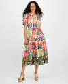Julia Jordan Plus Size Puff-sleeve Printed Midi Dress