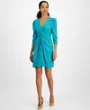 Julia Jordan Twist-front Mini Dress In Aqua Fresh