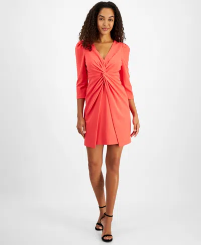 JULIA JORDAN WOMEN'S PUFFED-SHOULDER TWIST-FRONT DRESS