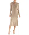 Julia Jordan Variegated Rib Long Sleeve Midi Sweater Dress In Sand