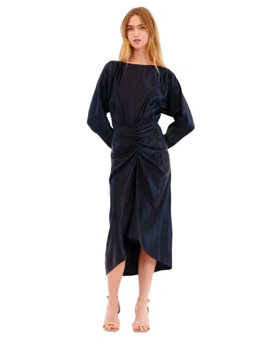 Julia Jordan Women's Ruched Dolman-sleeve Boat-neck Midi Dress In Blue