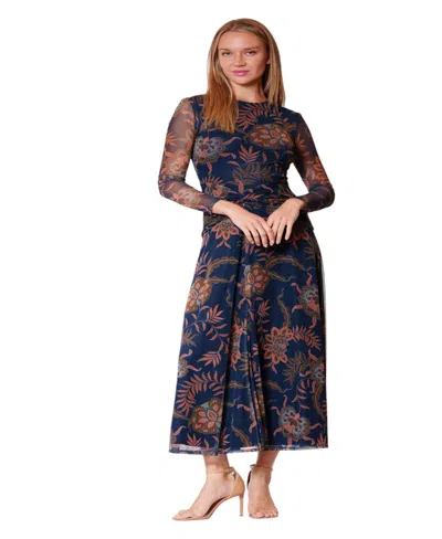 Julia Jordan Women's Ruched Floral Midi Dress In Blue